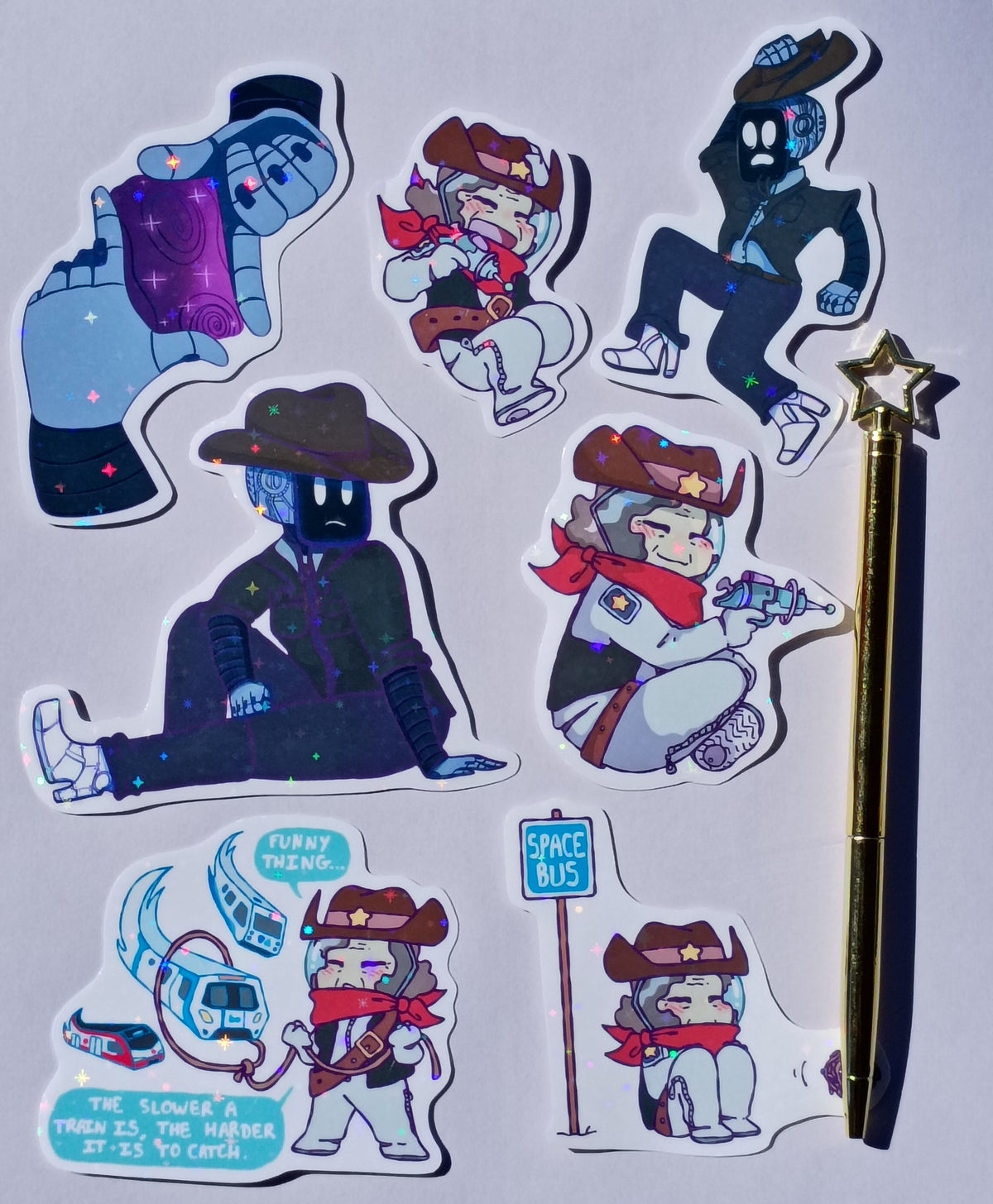 Sticker set - "New parts, old parts" space cowboys