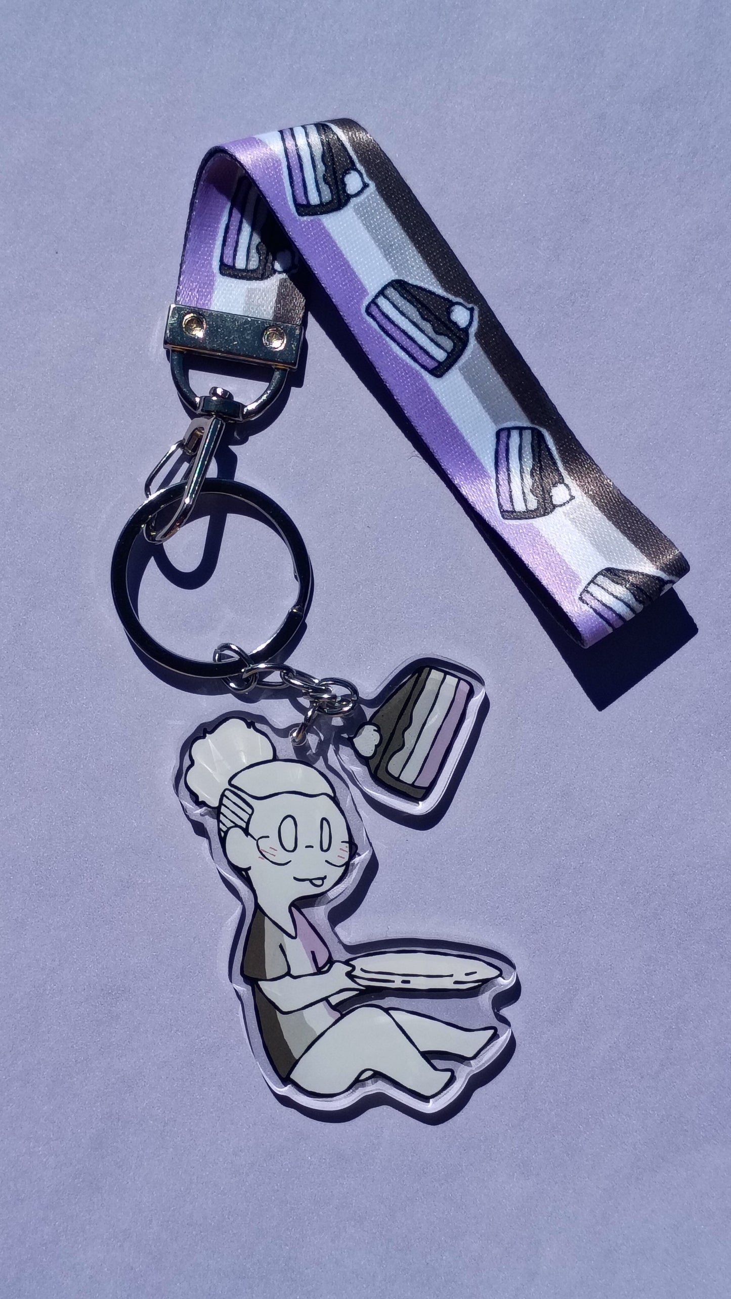 Asexual cake lanyard & keychain
