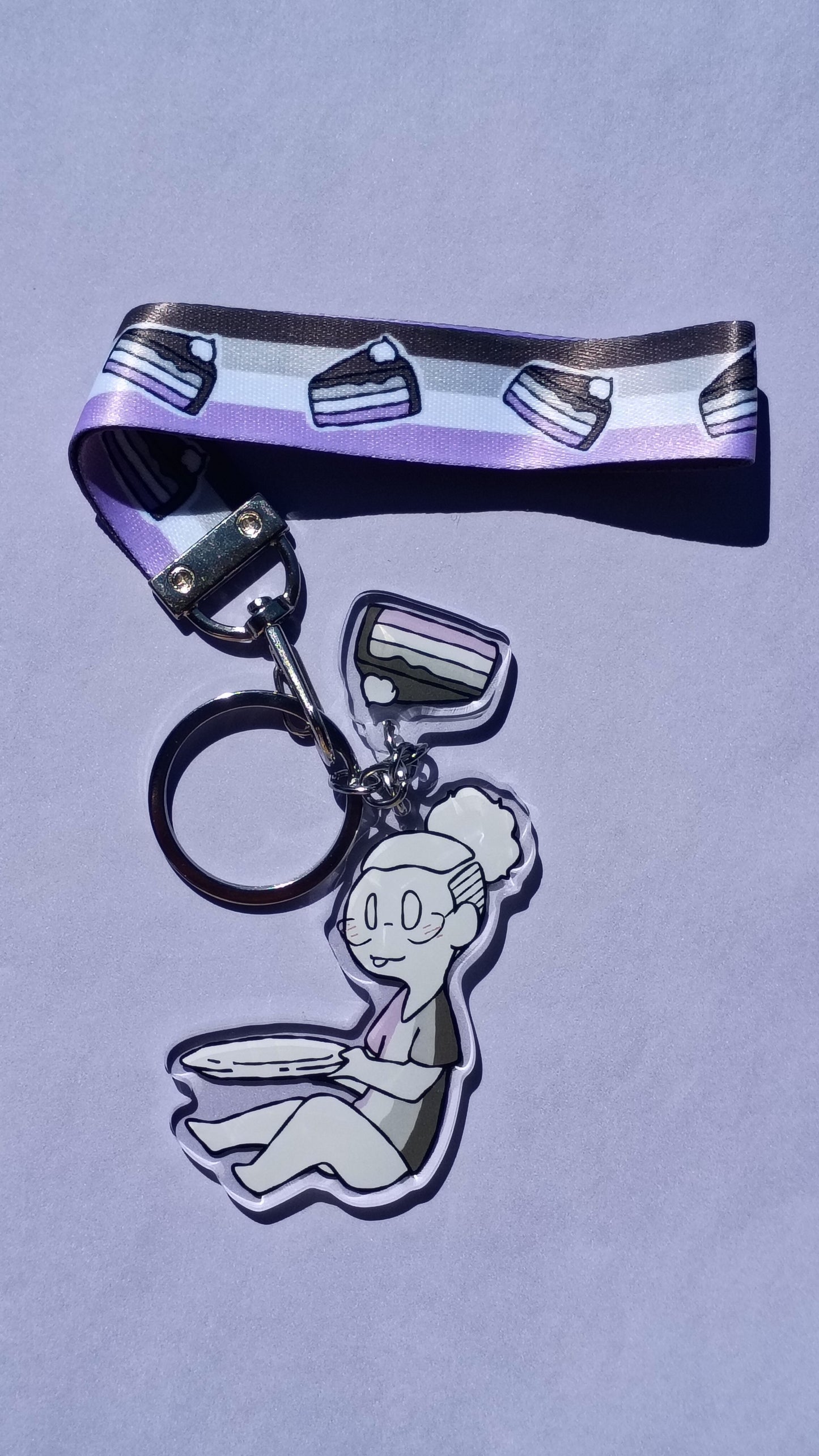 Asexual cake lanyard & keychain