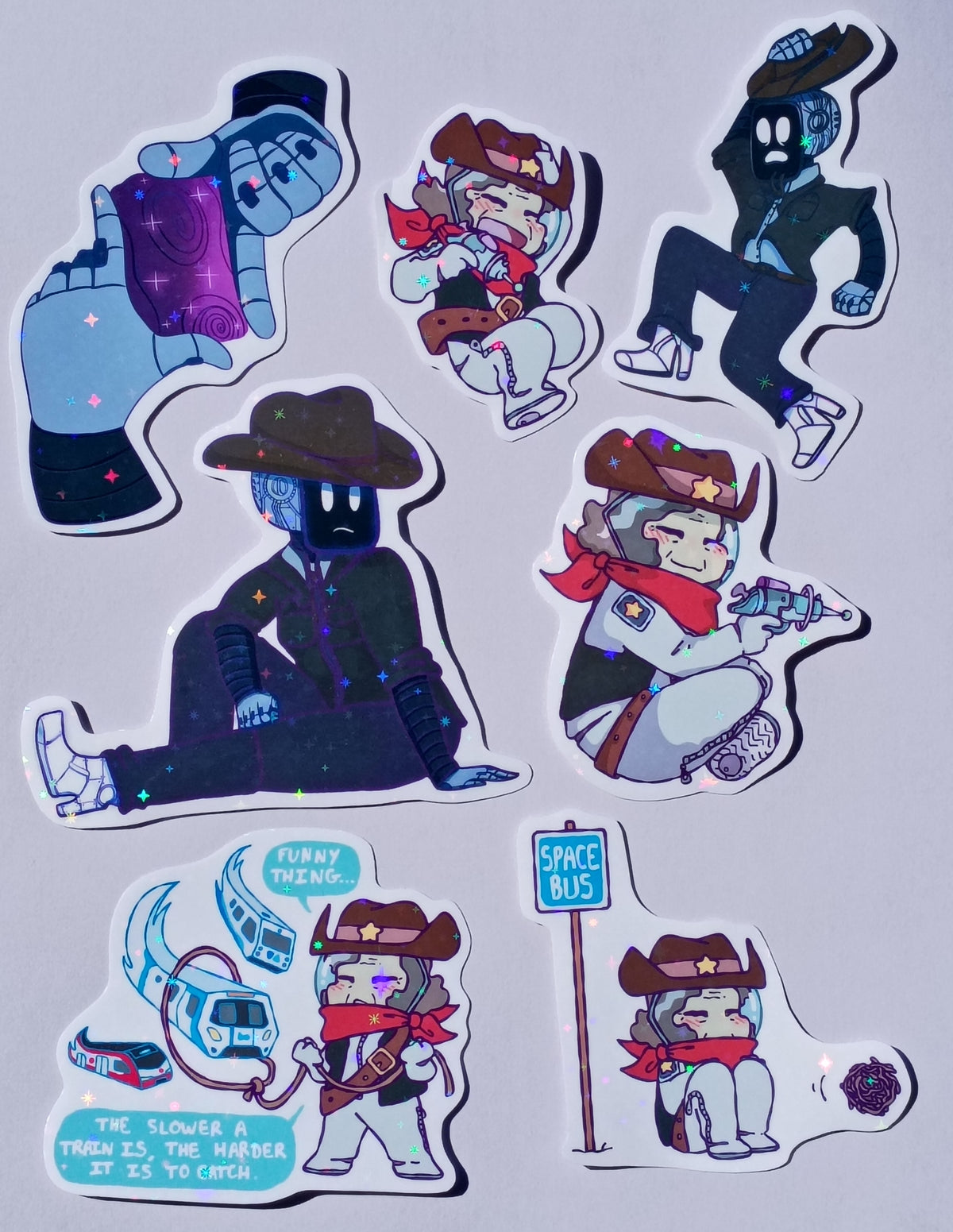Sticker set - "New parts, old parts" space cowboys